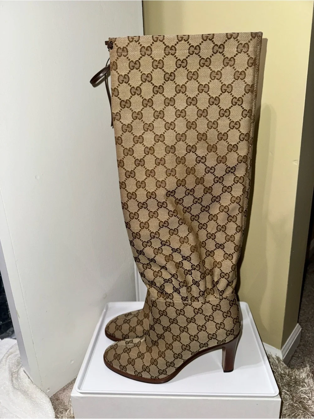 Gucci GG Monogram Canvas Over- the- Knee Boots